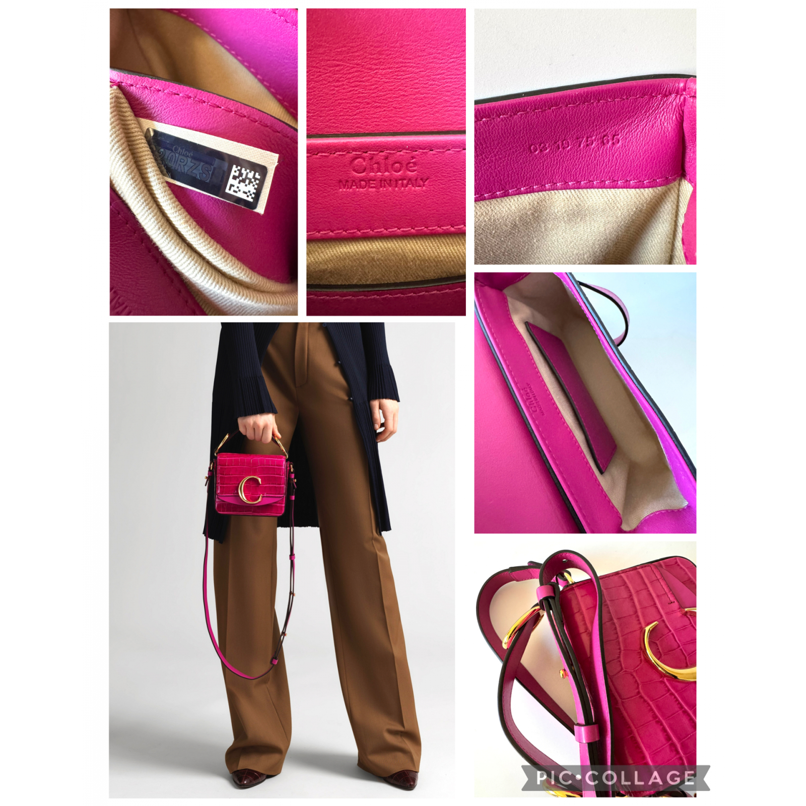 CHLOÉ Croc-Embossed Mini C Bag – torebka