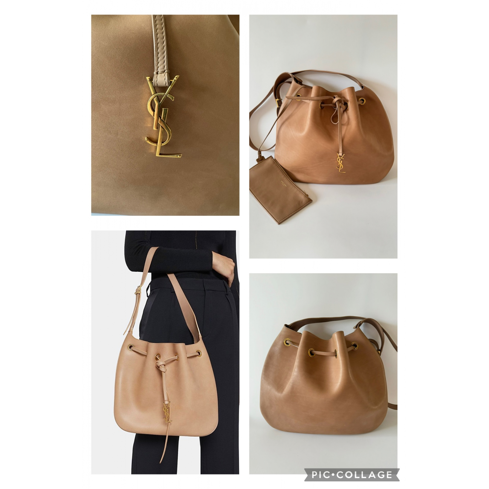 SAINT LAURENT Paris VII Large Flat Hobo Bag Torebka worek