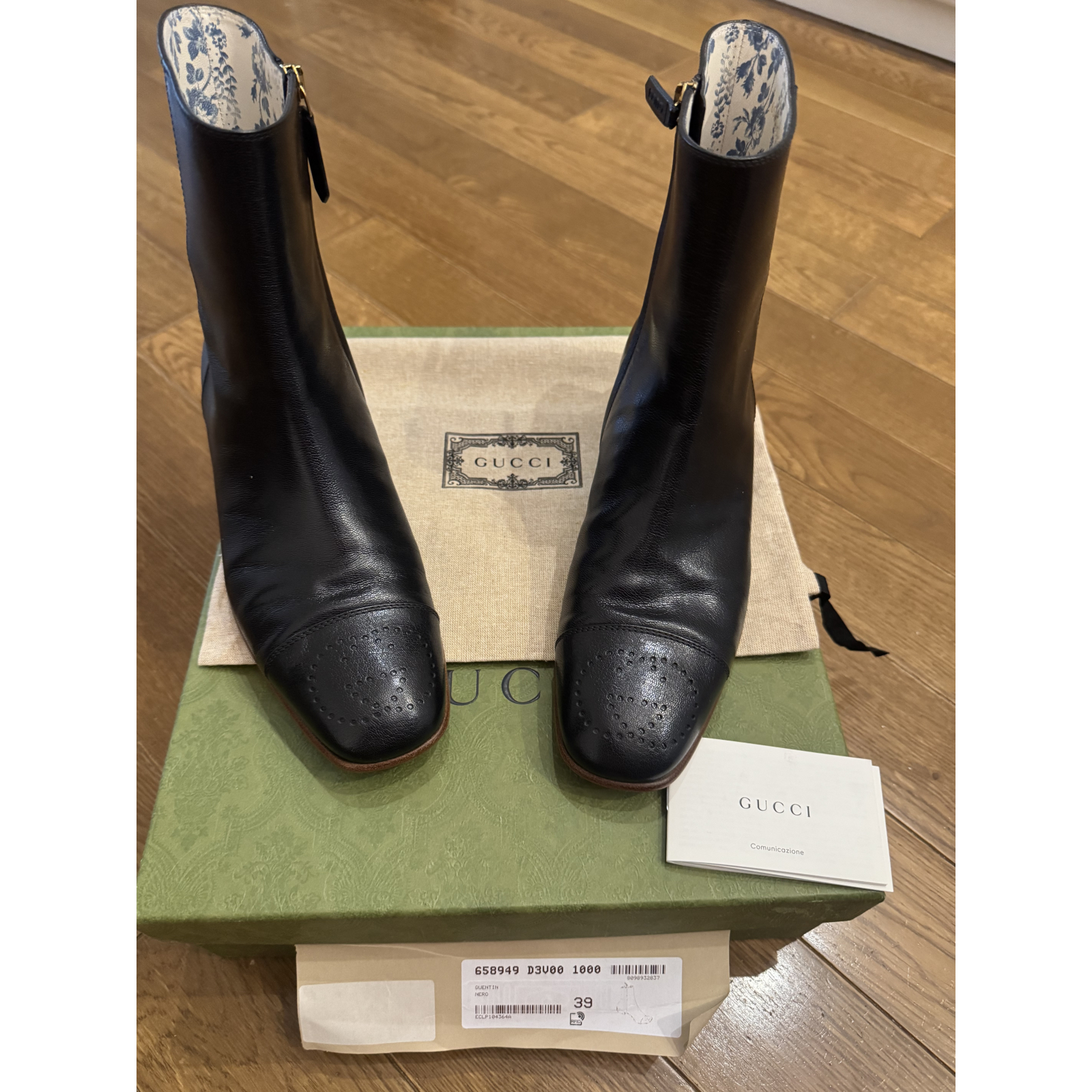 Gucci - czarne skórzane buty