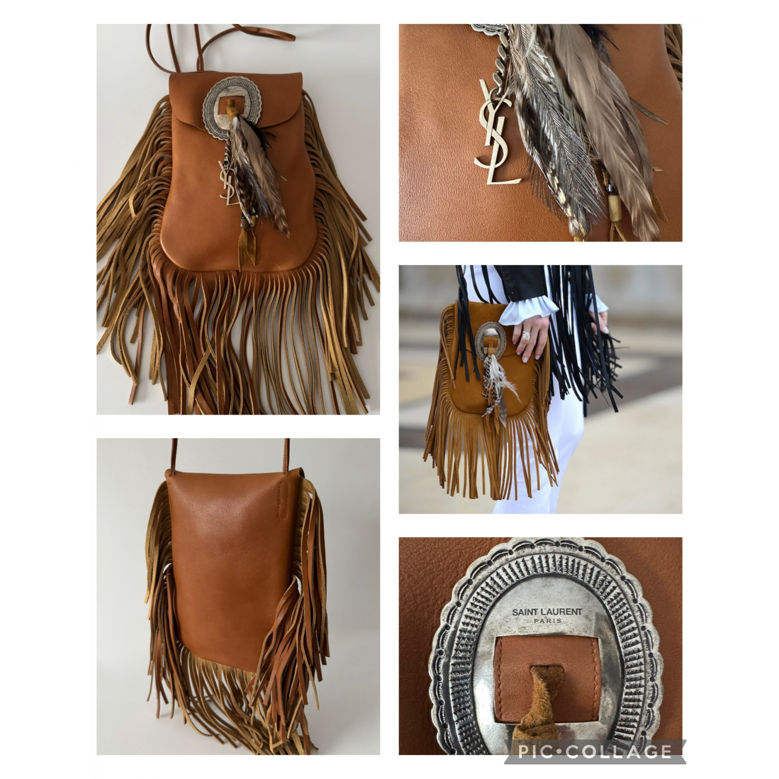 SAINT LAURENT YSL Anita Fringe Boho Flap Bag - torebka