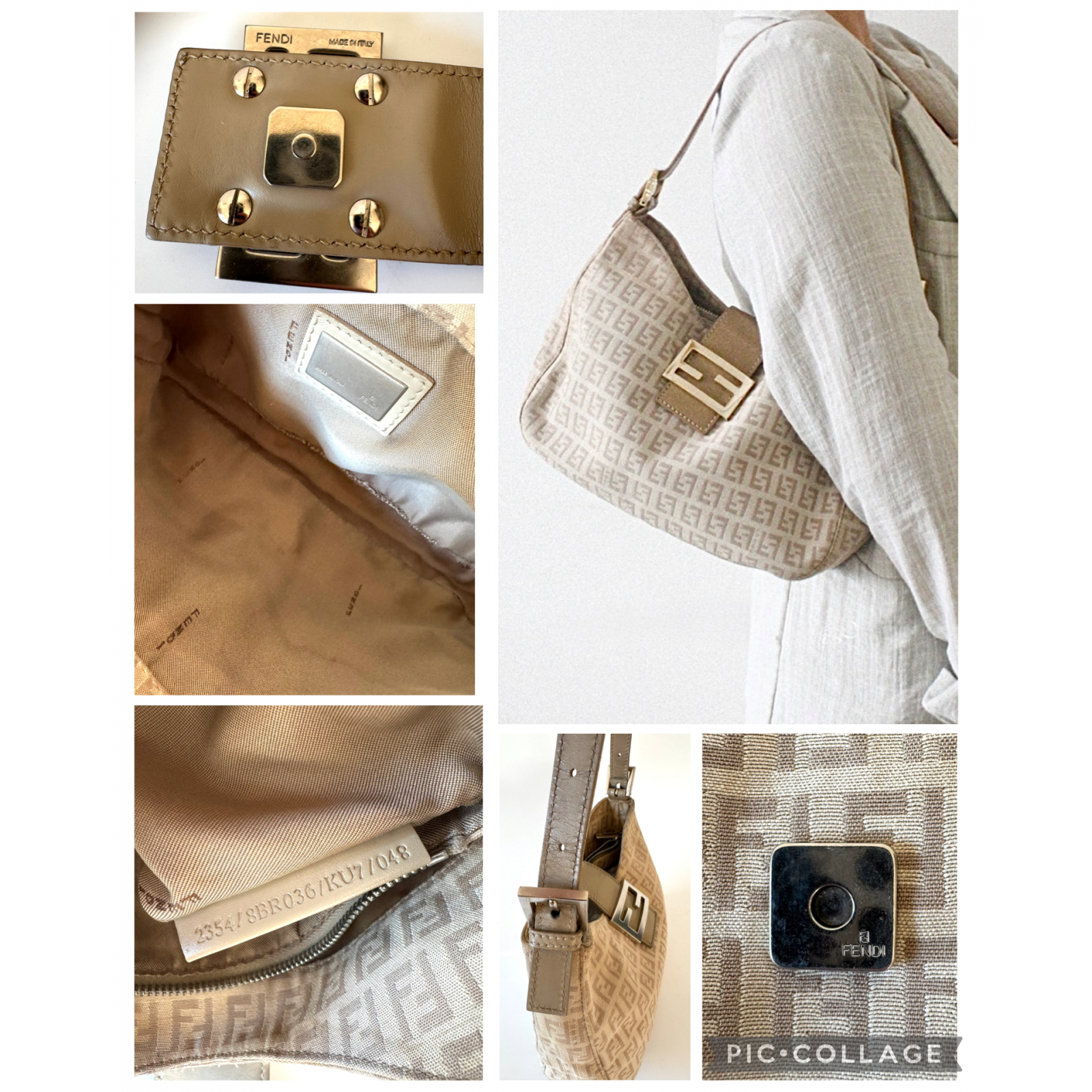 FENDI Vintage Zucca Canvas Zucchino Print Baguette Hobo Shoulder Bag – torebka