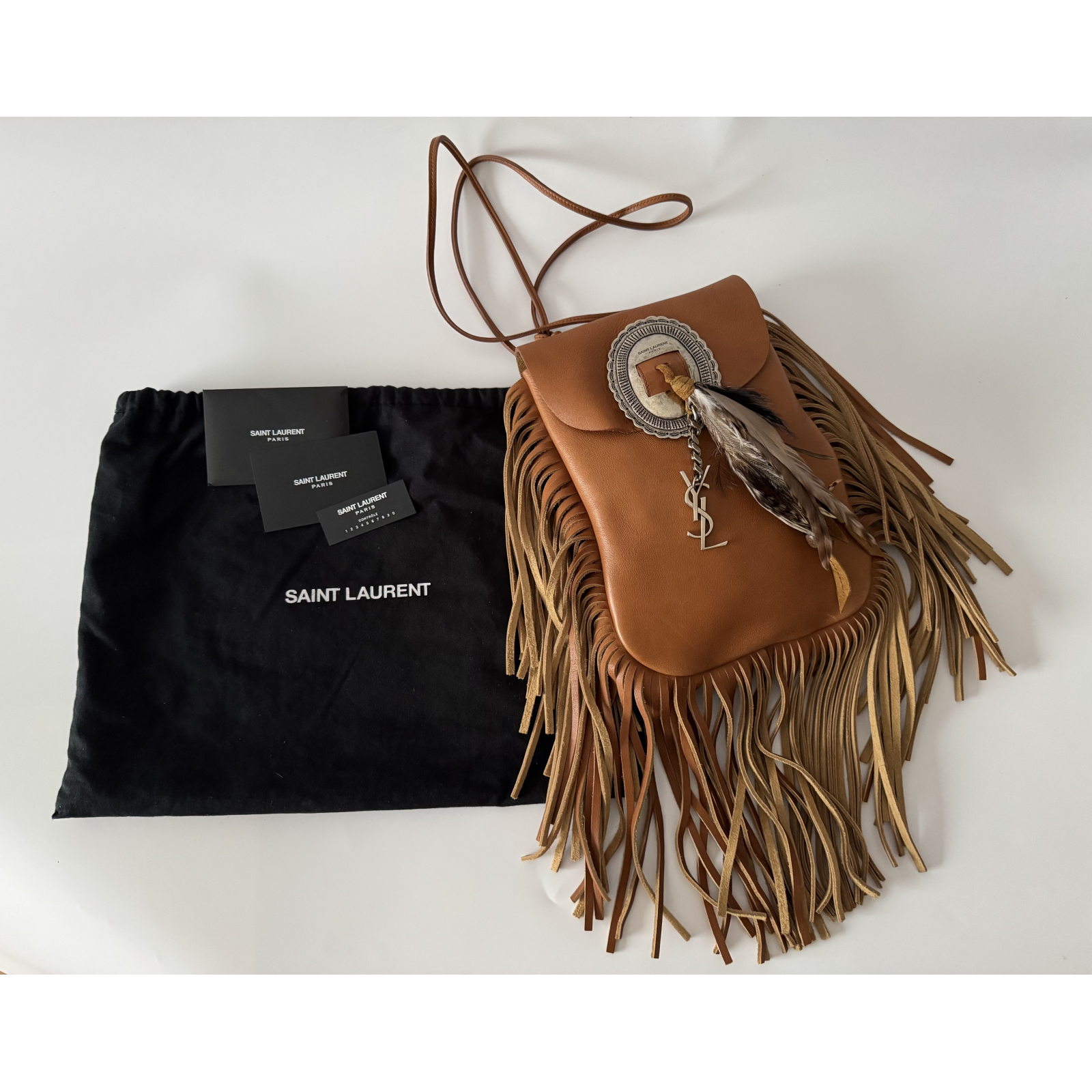 SAINT LAURENT YSL Anita Fringe Boho Flap Bag - torebka