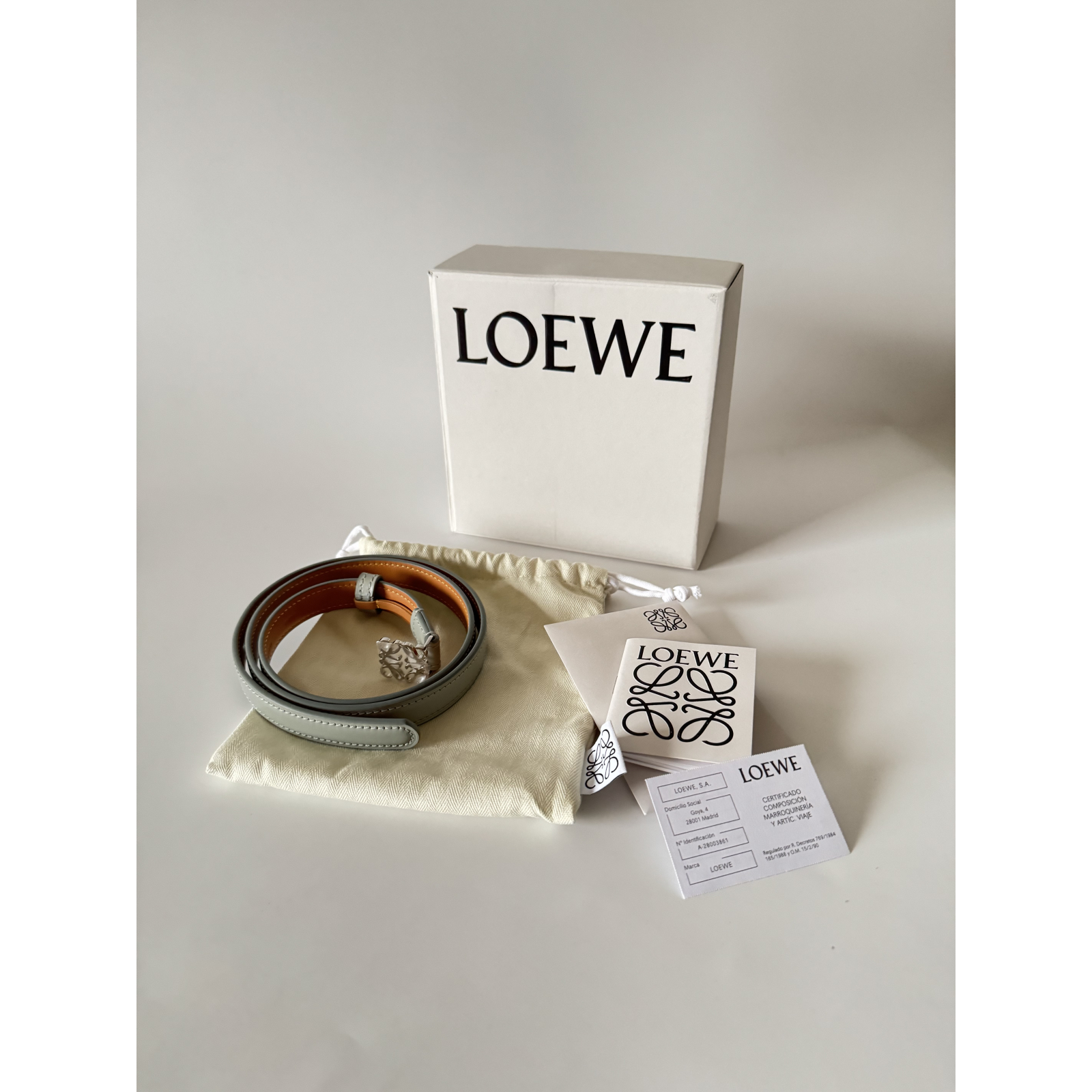 LOEWE Anagram Leather Thin Belt 2 cm - pasek