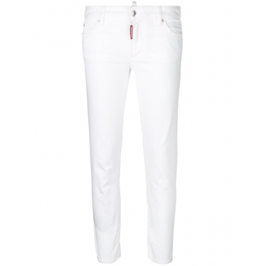 DSQUARED2 Medium Waist Cropped Twiggy jeans białe
