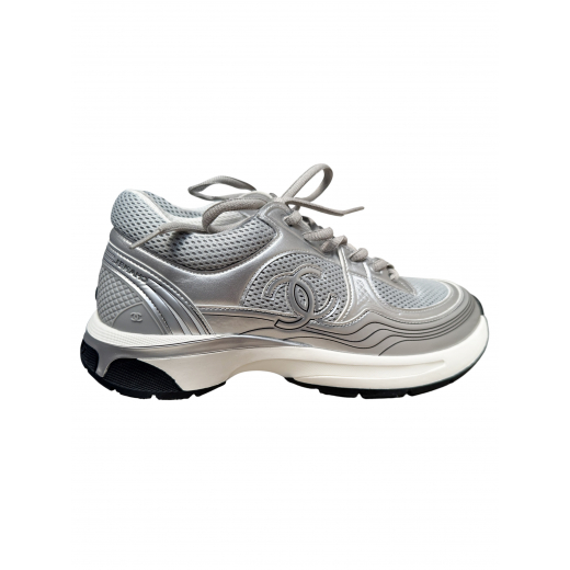 Sneakersy buty sportowe Chanel silver