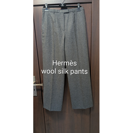 Hermès wełniane spodnie wysoki stan