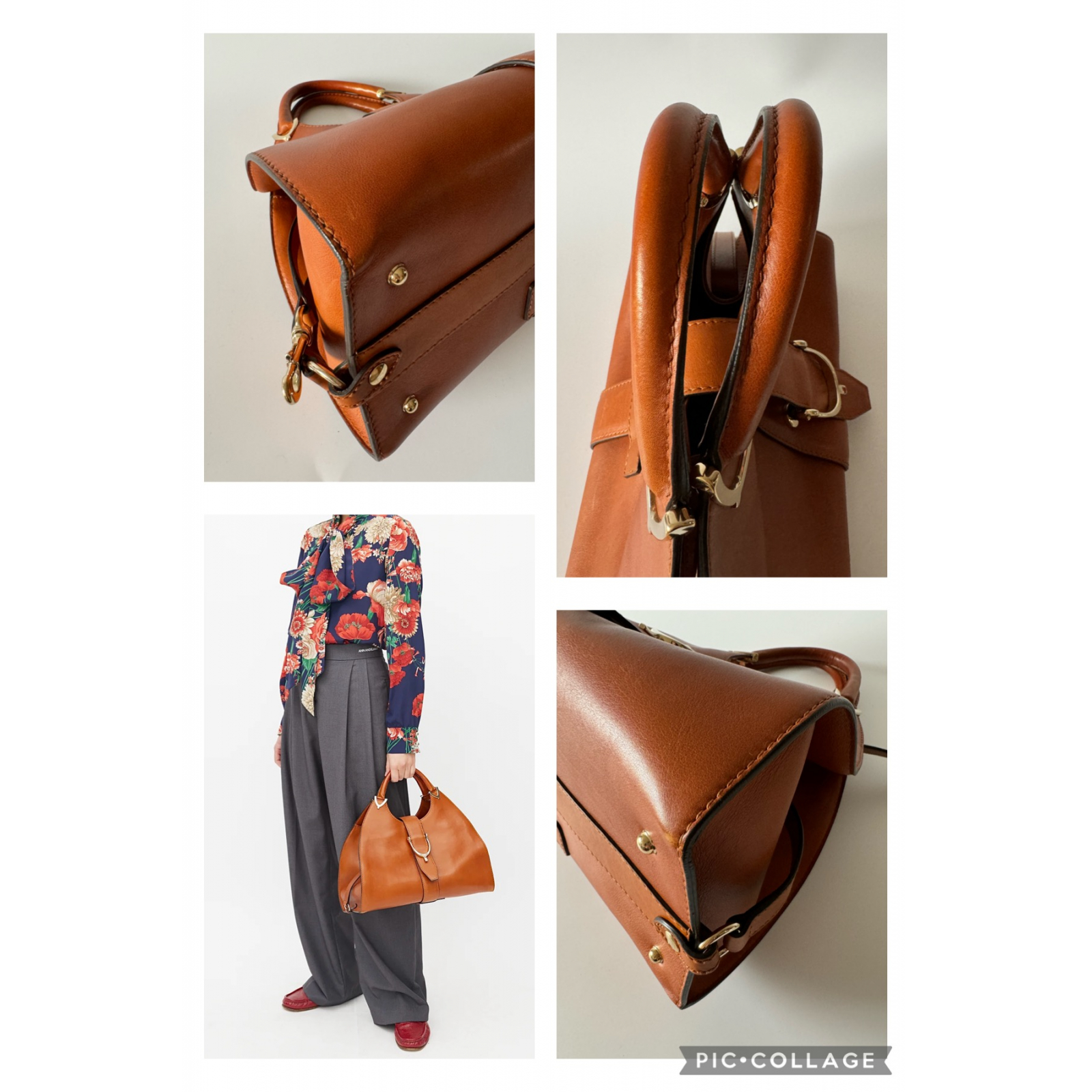 GUCCI Stirrup Leather Top Handle Bag Torebka