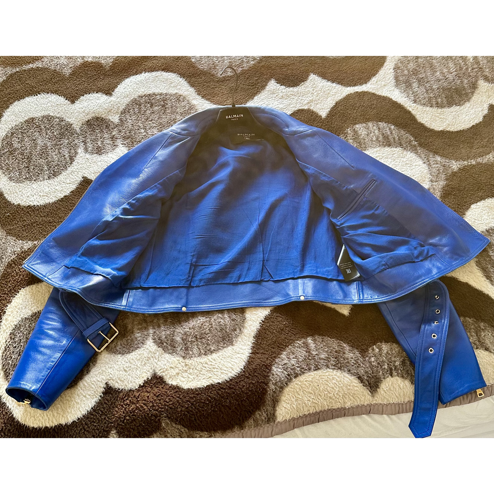 Balmain short leather biker jacket