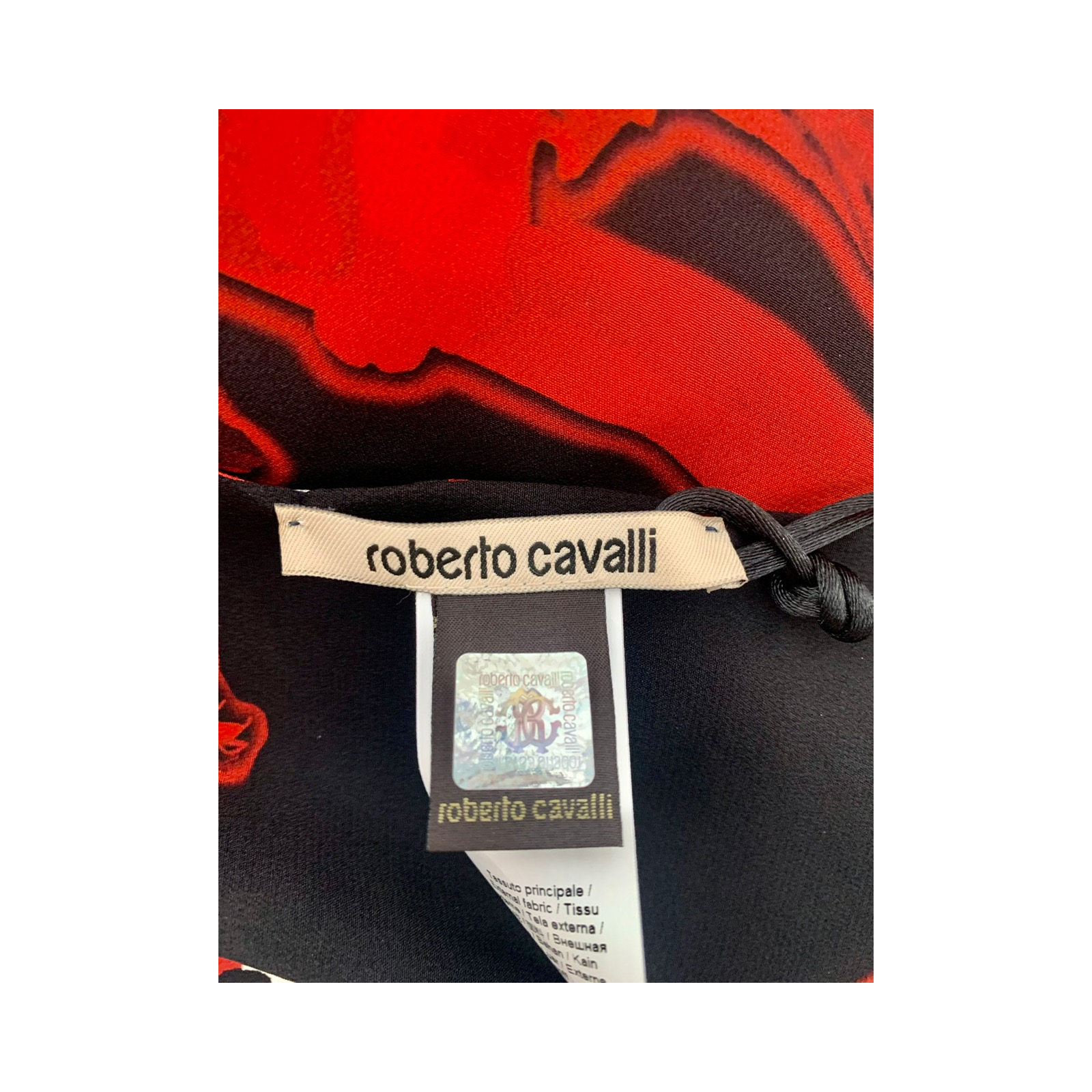 ROBERTO CAVALLI –  kwadratowa chusta z frędzlami