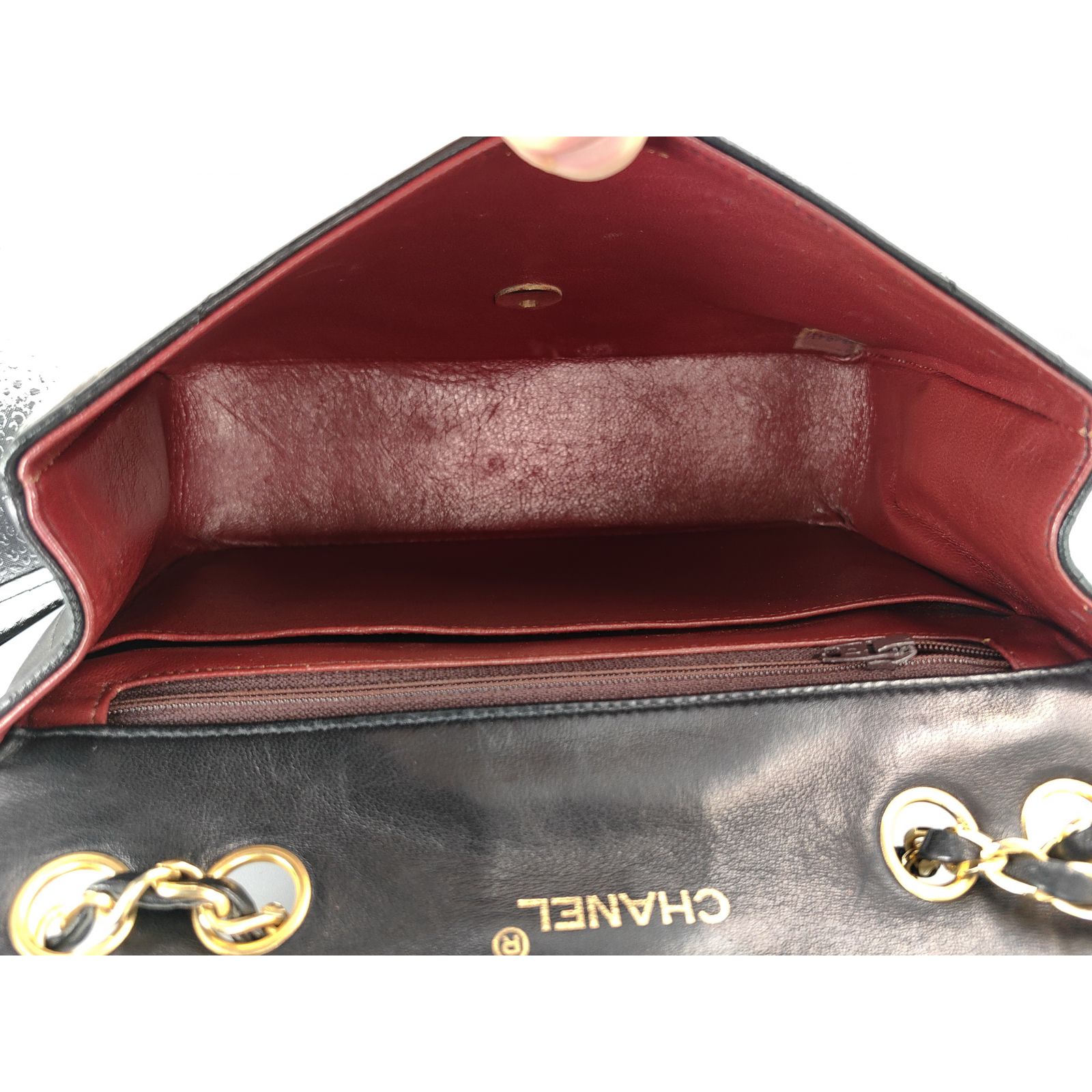 CHANEL Half Moon Vintage Classic Flap Box Double Chain Bag