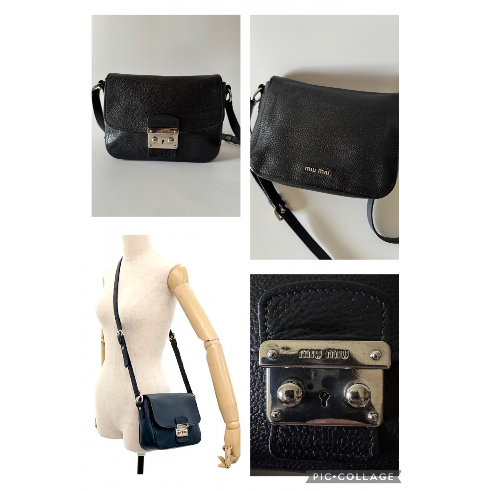 MIU MIU Vitello Phenix Madras Crossbody Bag - torebka