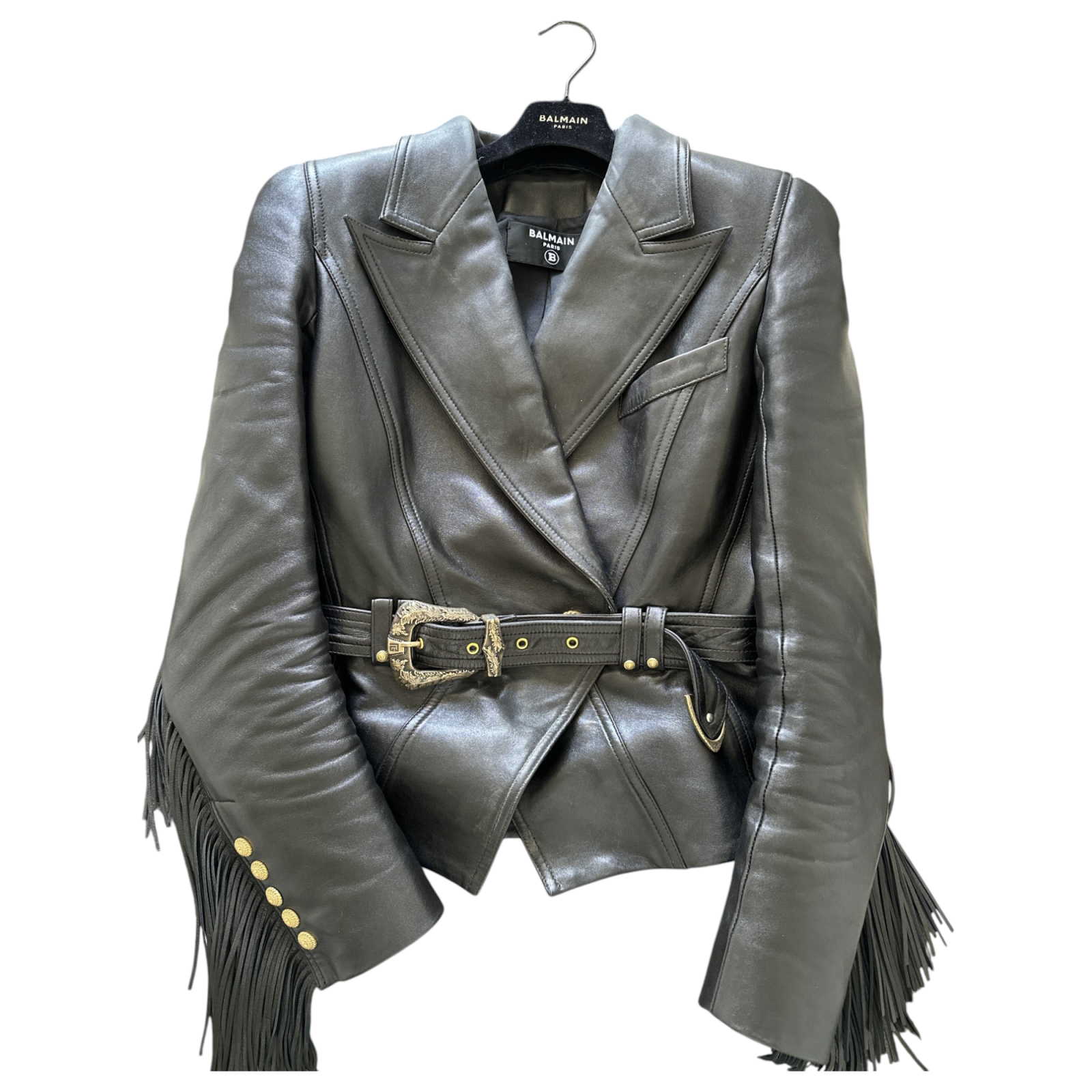 Balmain Jolie Madame fringed leather jacket