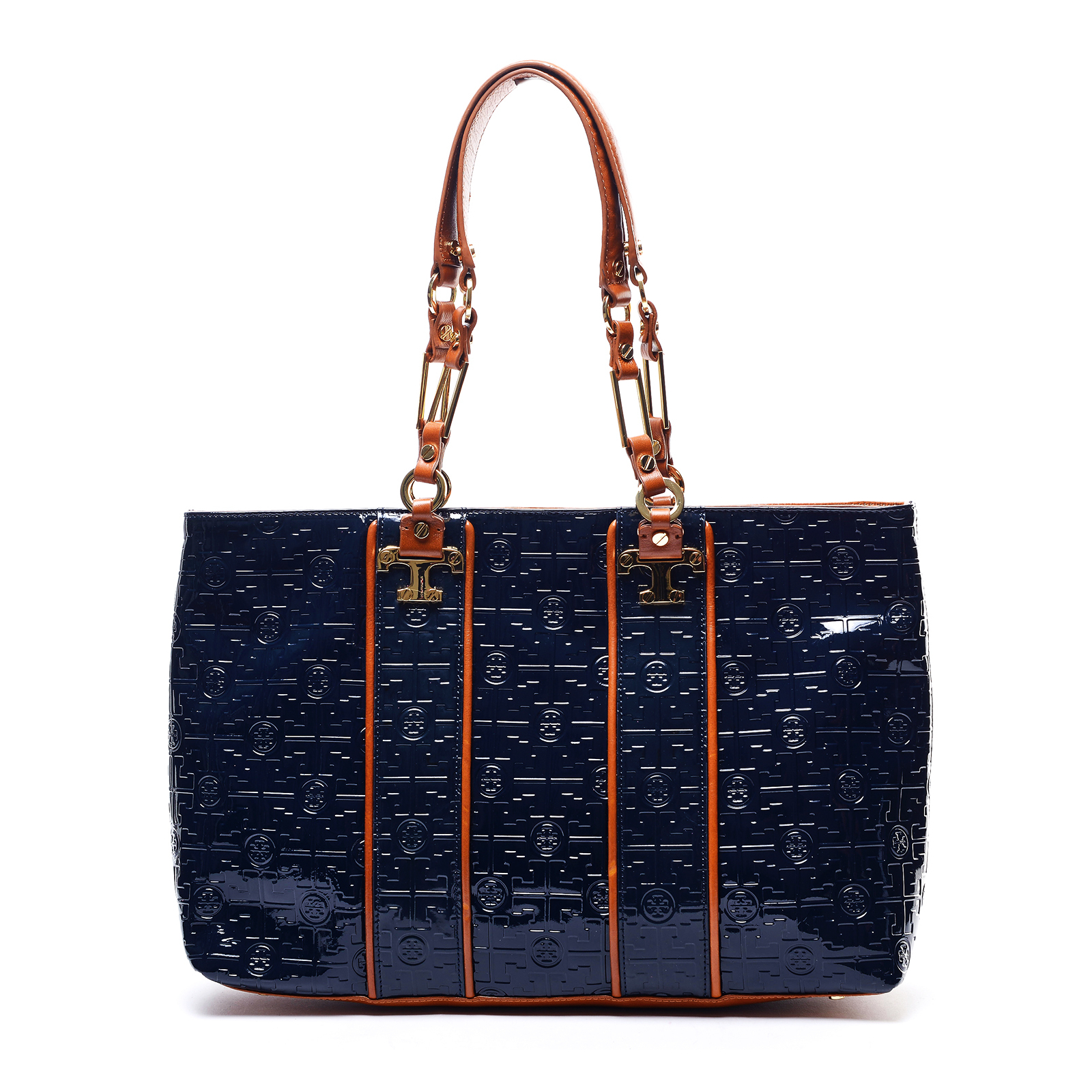 Tory Burch 'Nico Lux T' Embossed Patent Leather Tote