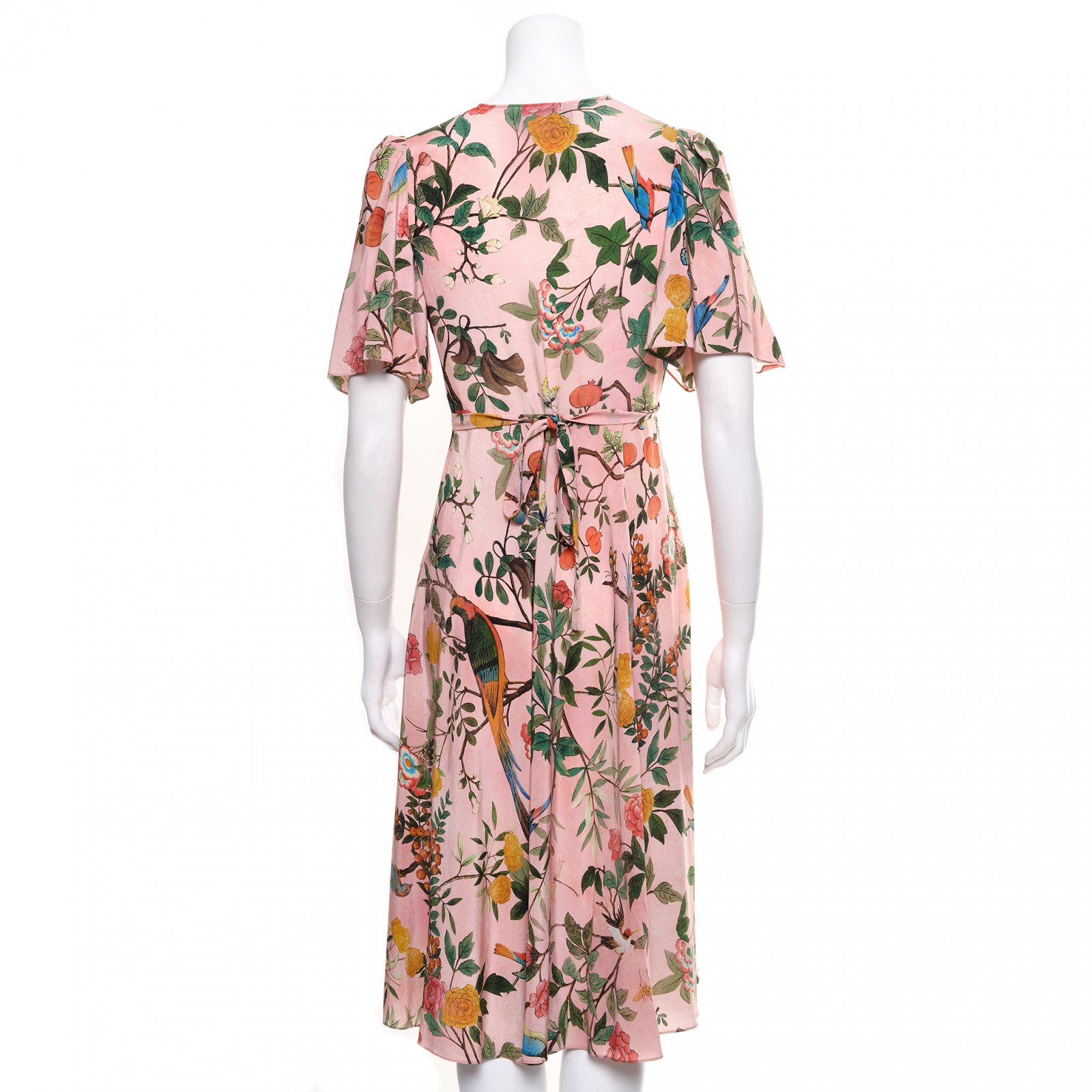 Sukienka Gucci Tian Print Silk V-Neck Dress