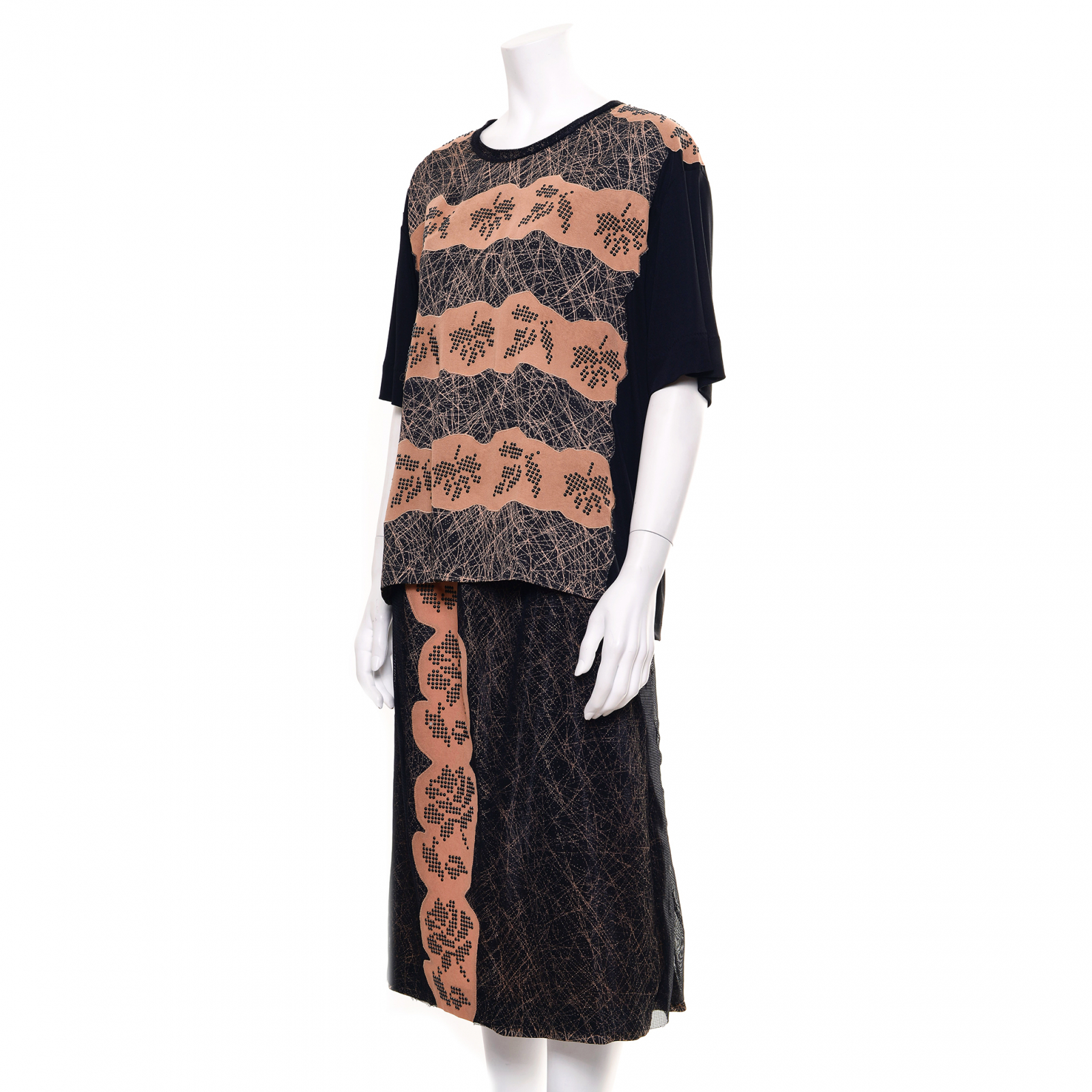 Embellished silk-satin and organza skirt