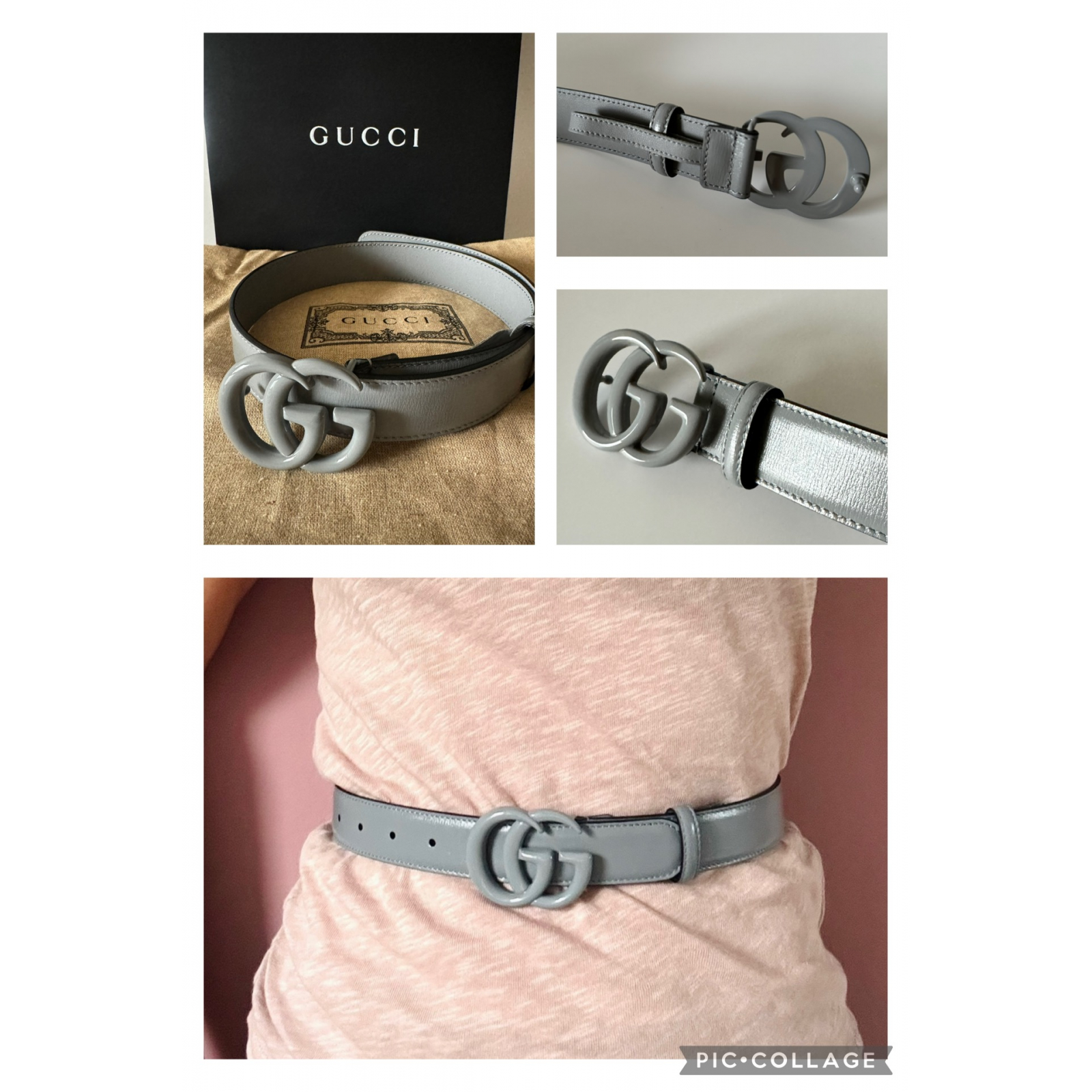 GUCCI GG Buckle Leather Belt 3 cm - pasek