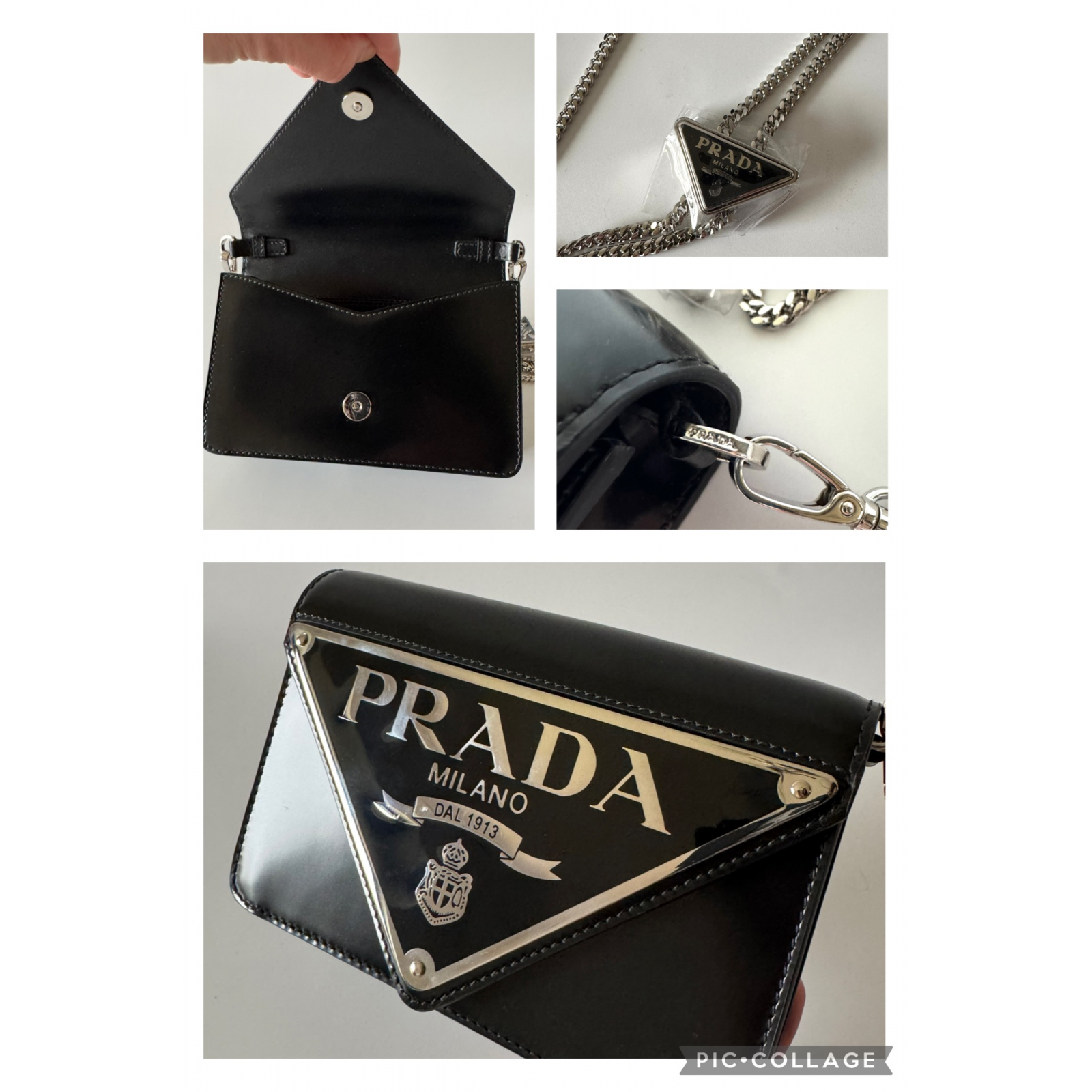 PRADA Mini Leather Crossbody Bag with triangle logo plaque - torebka