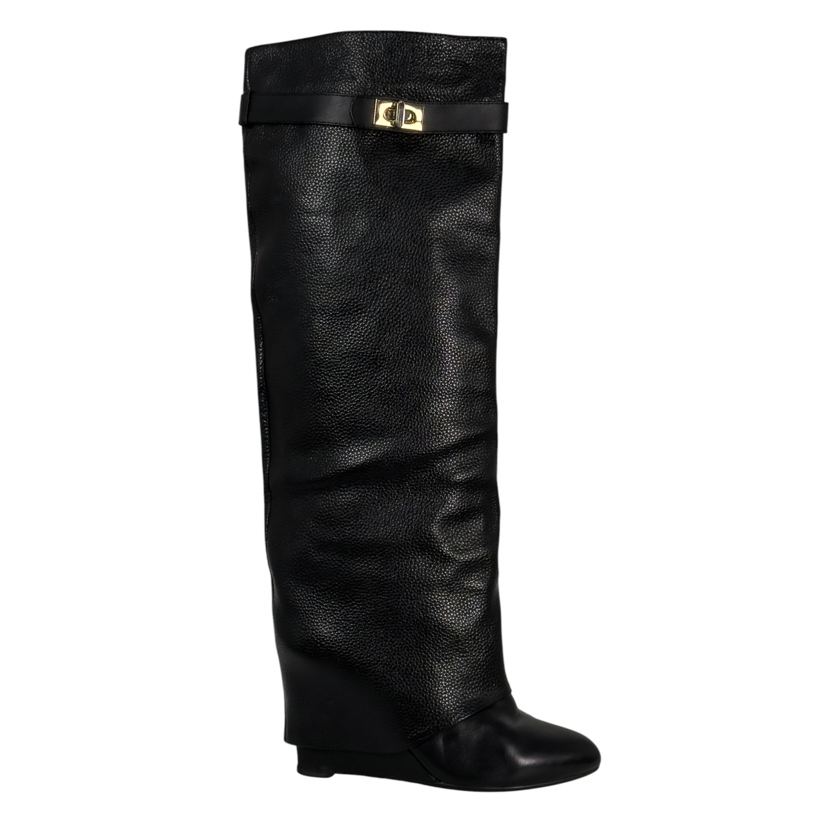 Skórzane kozaki na koturnie