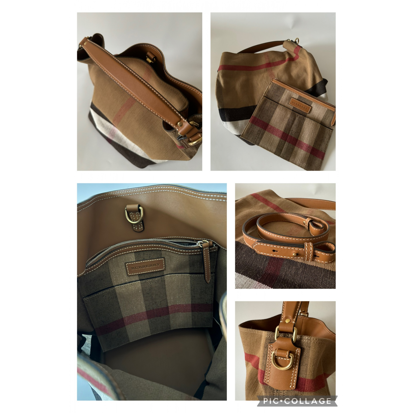 BURBERRY Canvas Check Medium Ashby Hobo Torebka worek