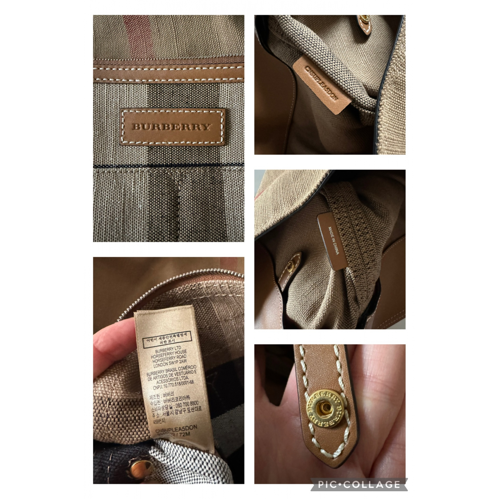 BURBERRY Canvas Check Medium Ashby Hobo Torebka worek