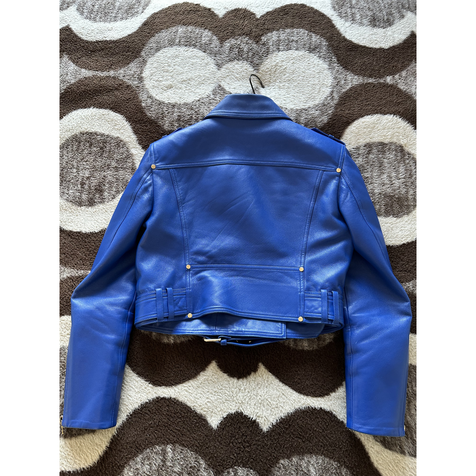 Balmain short leather biker jacket