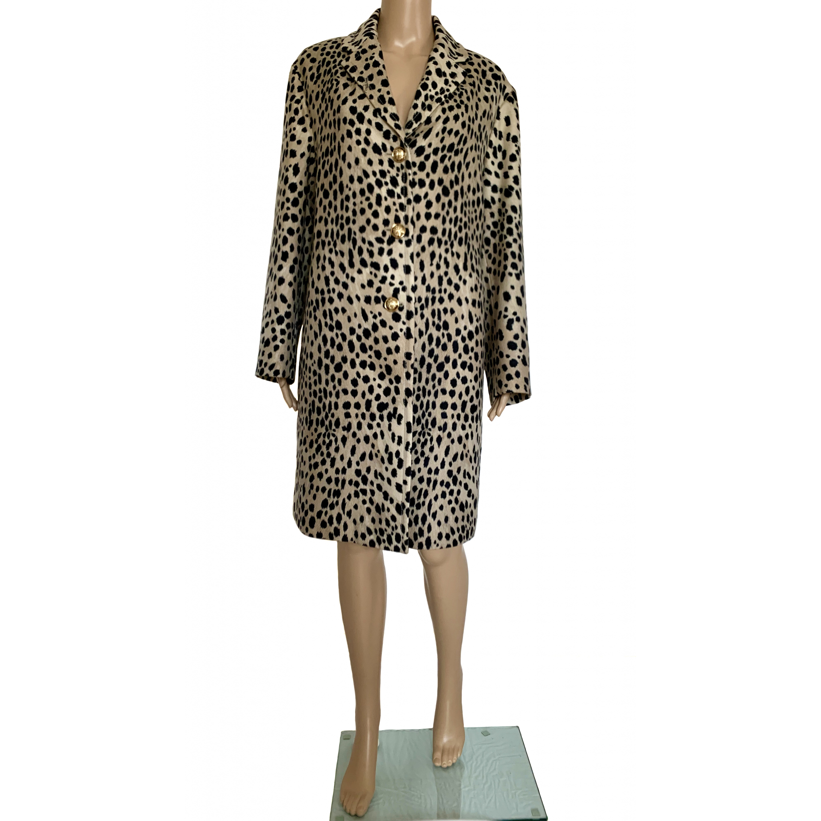 Wełniany płaszcz we wzór leoparda