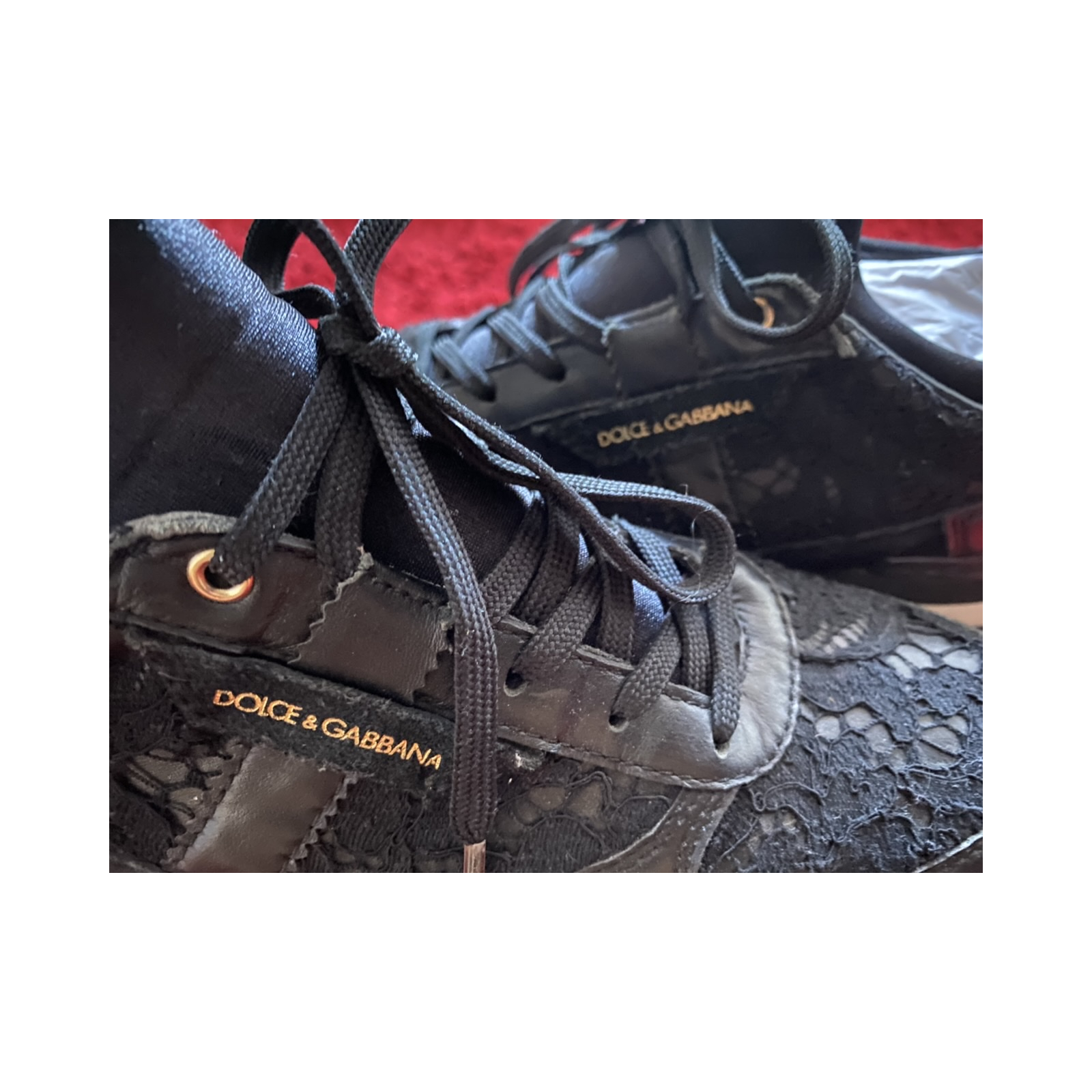 Sneakers Dolce&Gabbana skórzane, pokryte koronką