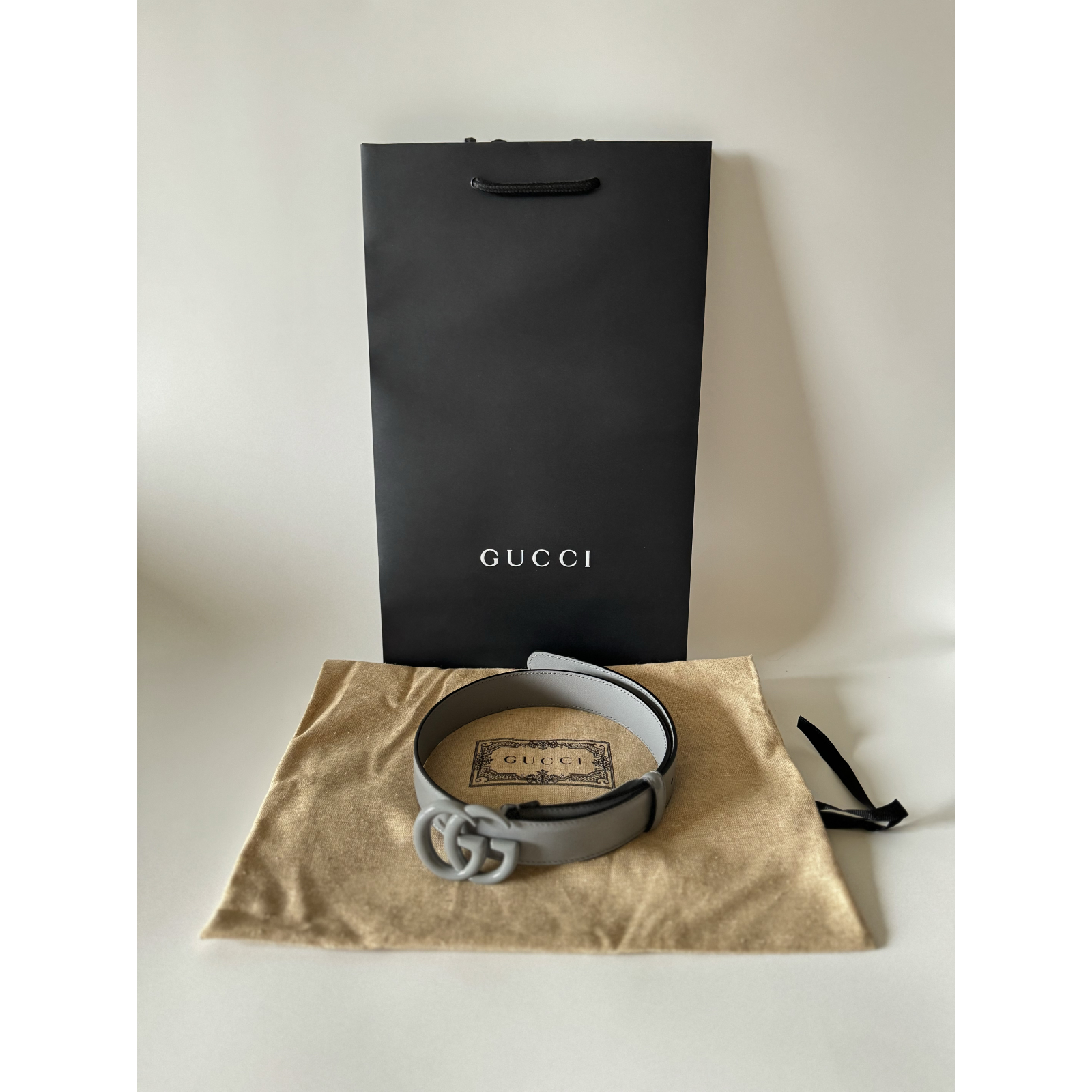 GUCCI GG Buckle Leather Belt 3 cm - pasek