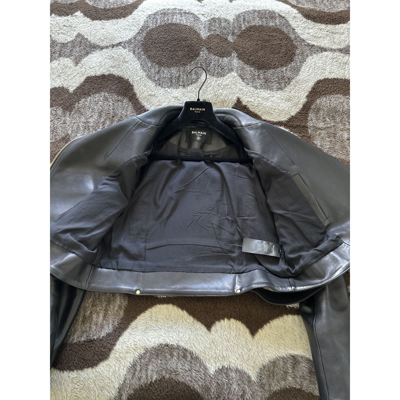 Balmain zipped-up leather biker jacket