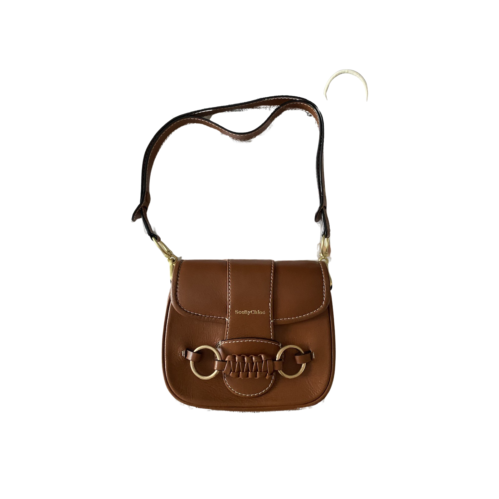 See by Chloé Brown Saddie Leather Shoulder Bag Camel