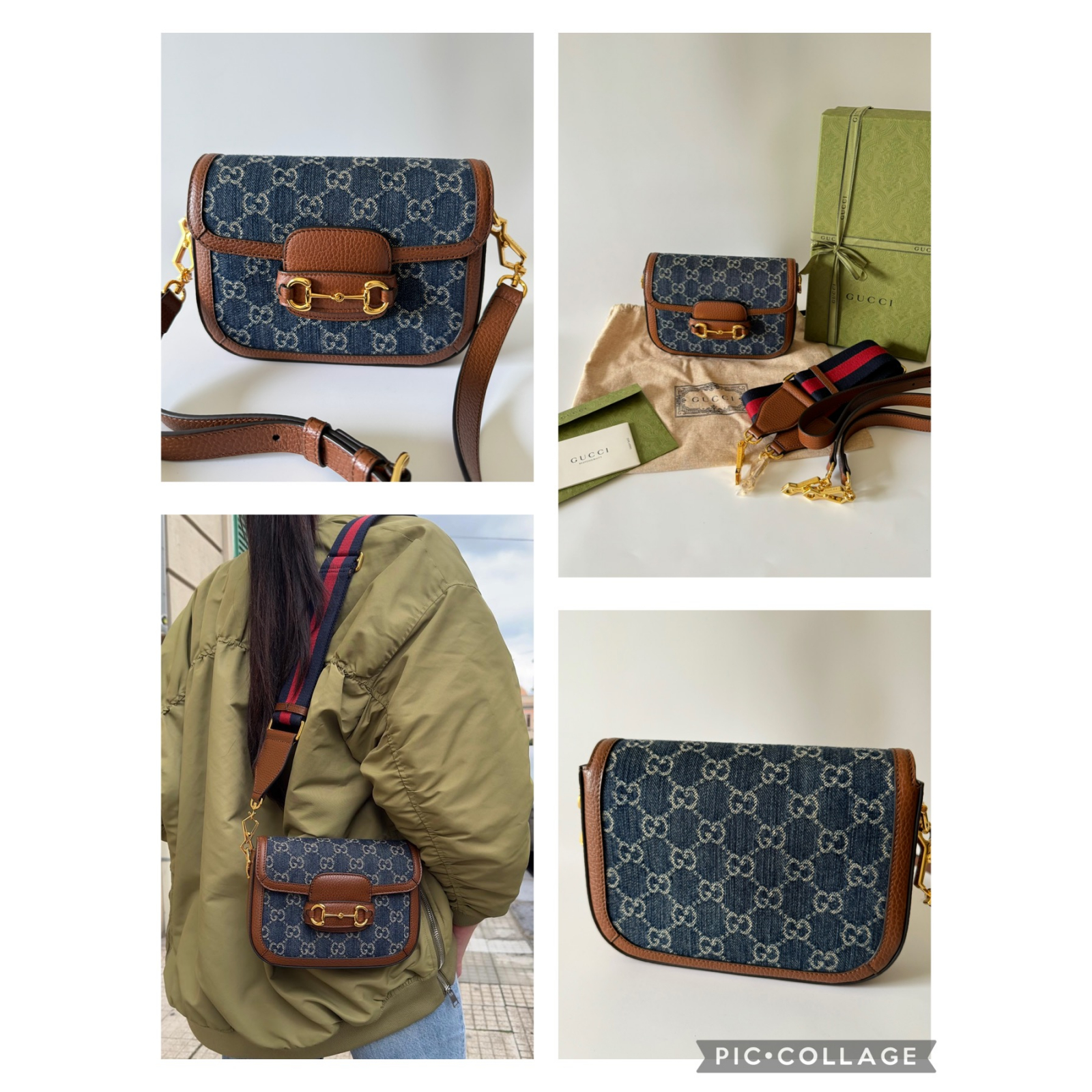 GUCCI Horsebit 1955 Mini Bag Denim Torebka