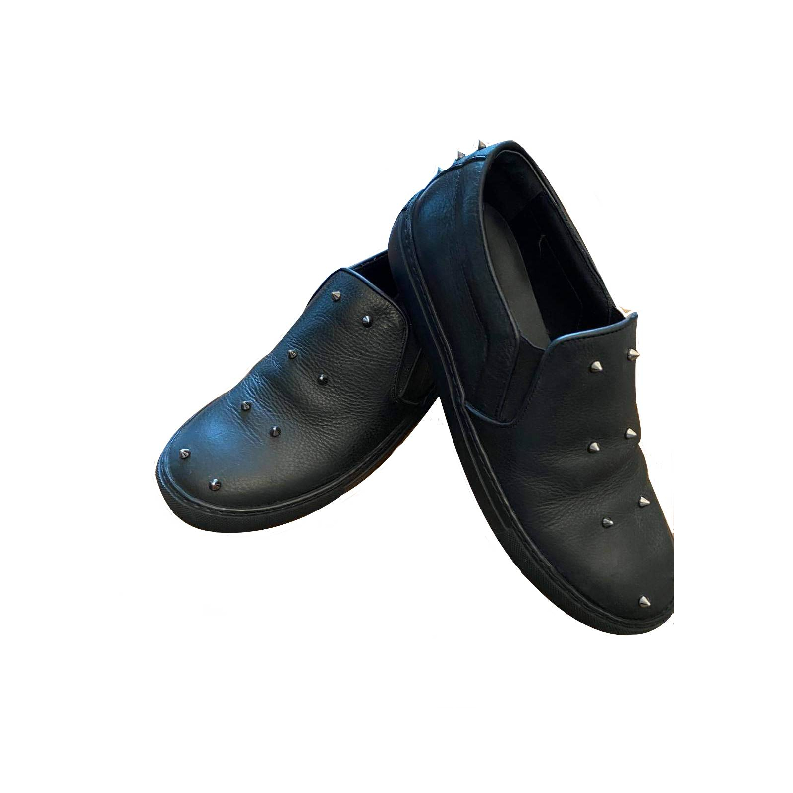 Alexander McQueen czarne, skórzane buty wsuwane z ćwiekami, r:41