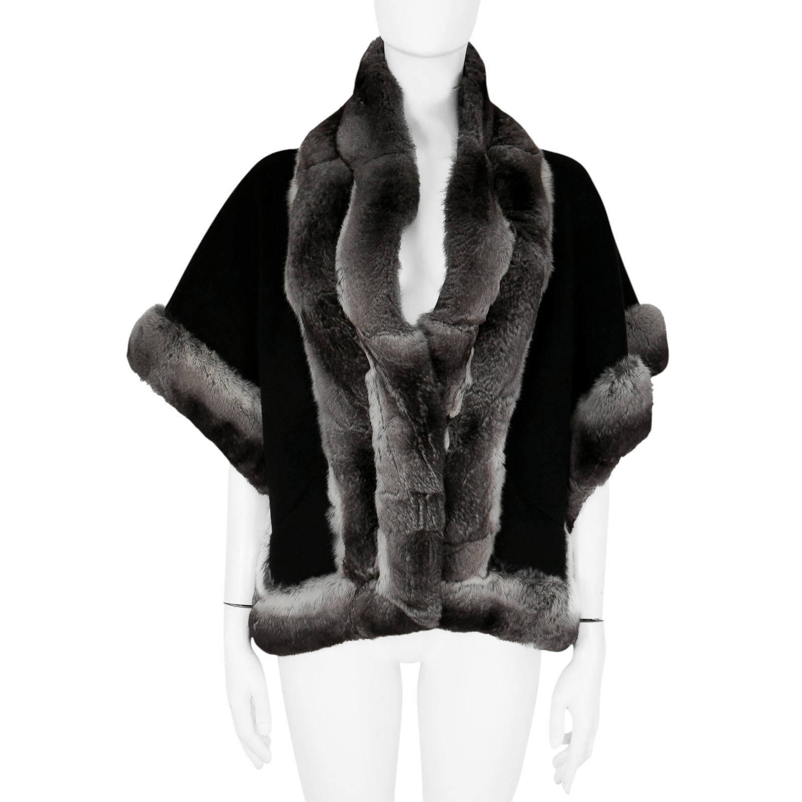 Kaszmirowa narzutka obszyta futrem z szynszyla Giuliana Teso