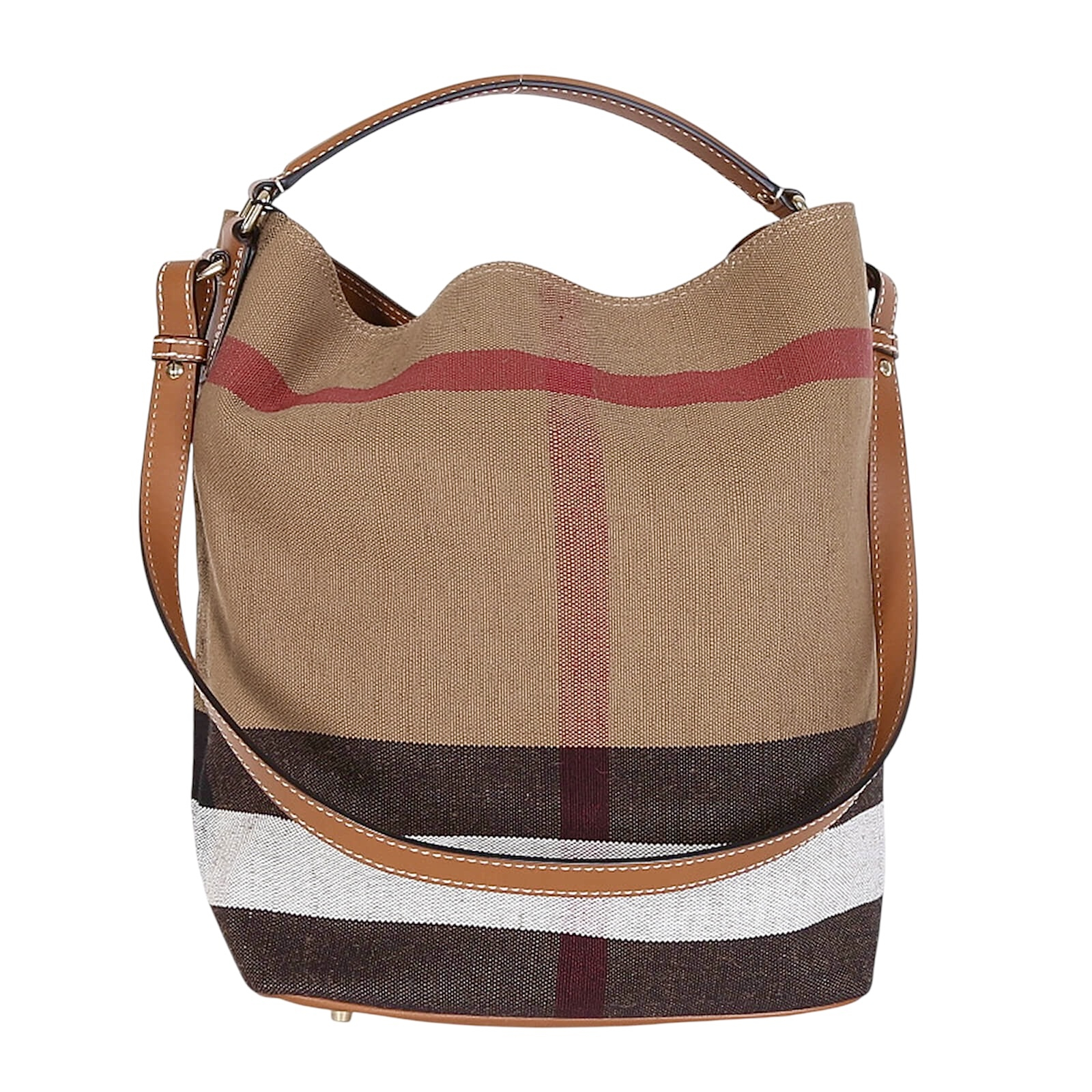 BURBERRY Canvas Check Medium Ashby Hobo Torebka worek