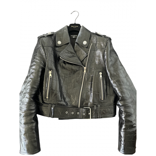 Balmain polished-finish biker jacket