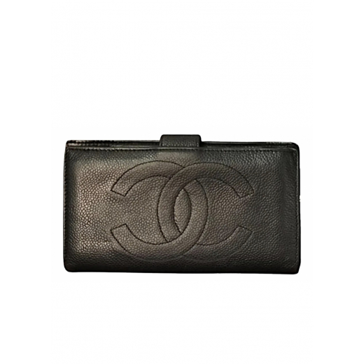 Chanel duży portfel czarny kawiorowa skóra