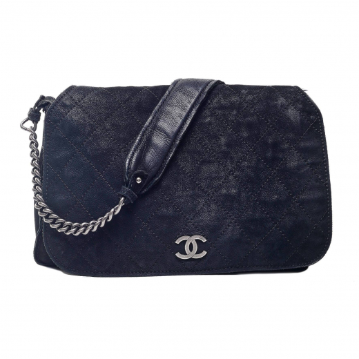 Chanel Aged Chain Messenger Flap Bag Quilted Large