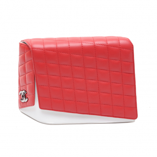 Chanel Red/White Quilted Lambskin Leather Fresh Air Clutch Bag