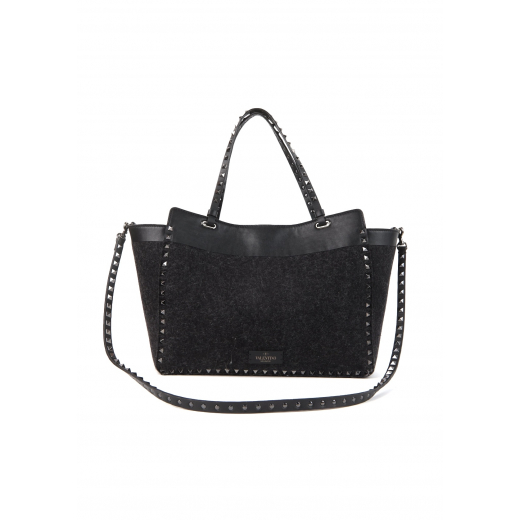 VALENTINO GARAVANI Rockstud Medium Wool Tote Bag - torebka
