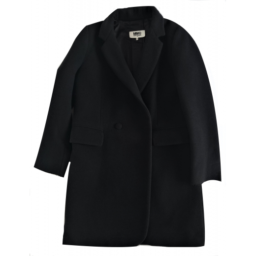 MM6 Maison Margiela Black Wool DoubleBreasted Coat