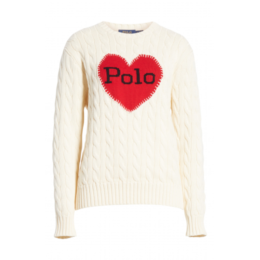 POLO RALPH LAUREN Heart Cotton Sweater nowy XS-S