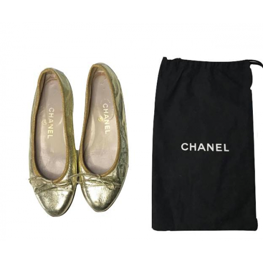 Złote vintage baletki Chanel