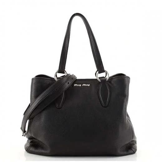 MIU MIU Vitello Phenix Tote Nero Bag Torebka